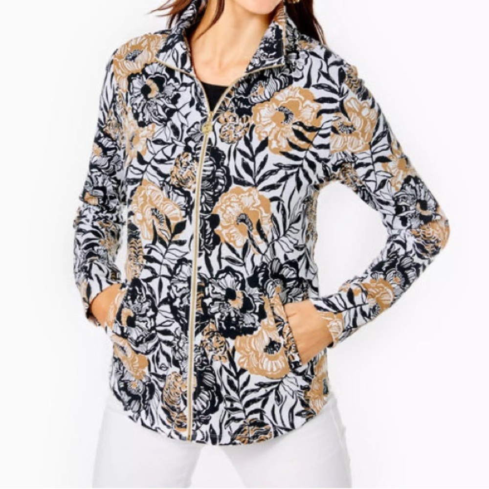 Lilly Pulitzer Black and Gold Floral Top